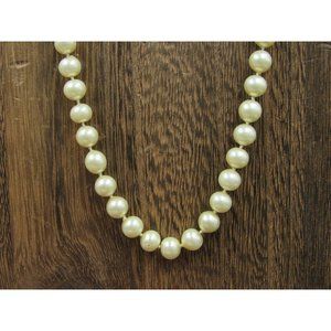 28 Inch Sterling Silver Faux Cream Color Pearl Long Necklace